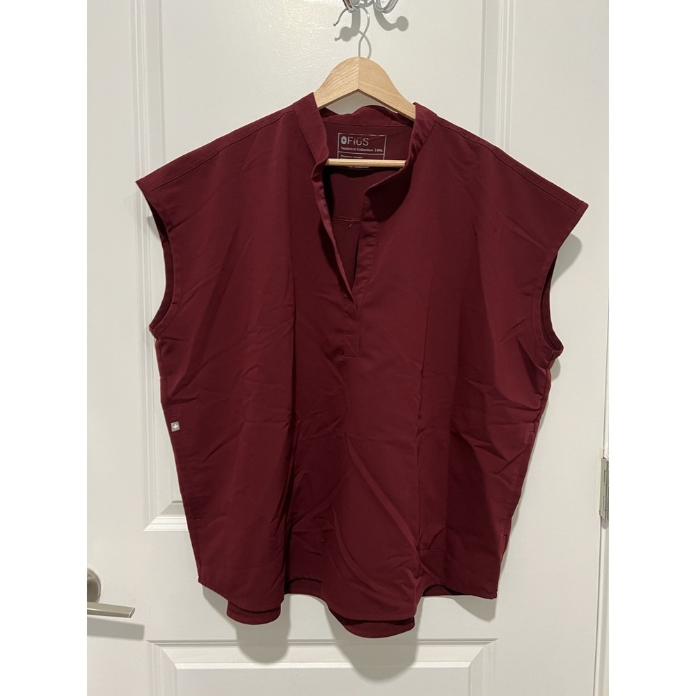 FIGS Women's Rafaela Oversized Scrub Top in Burgundy Size 2XL Nurse Doctor‎ Vet
